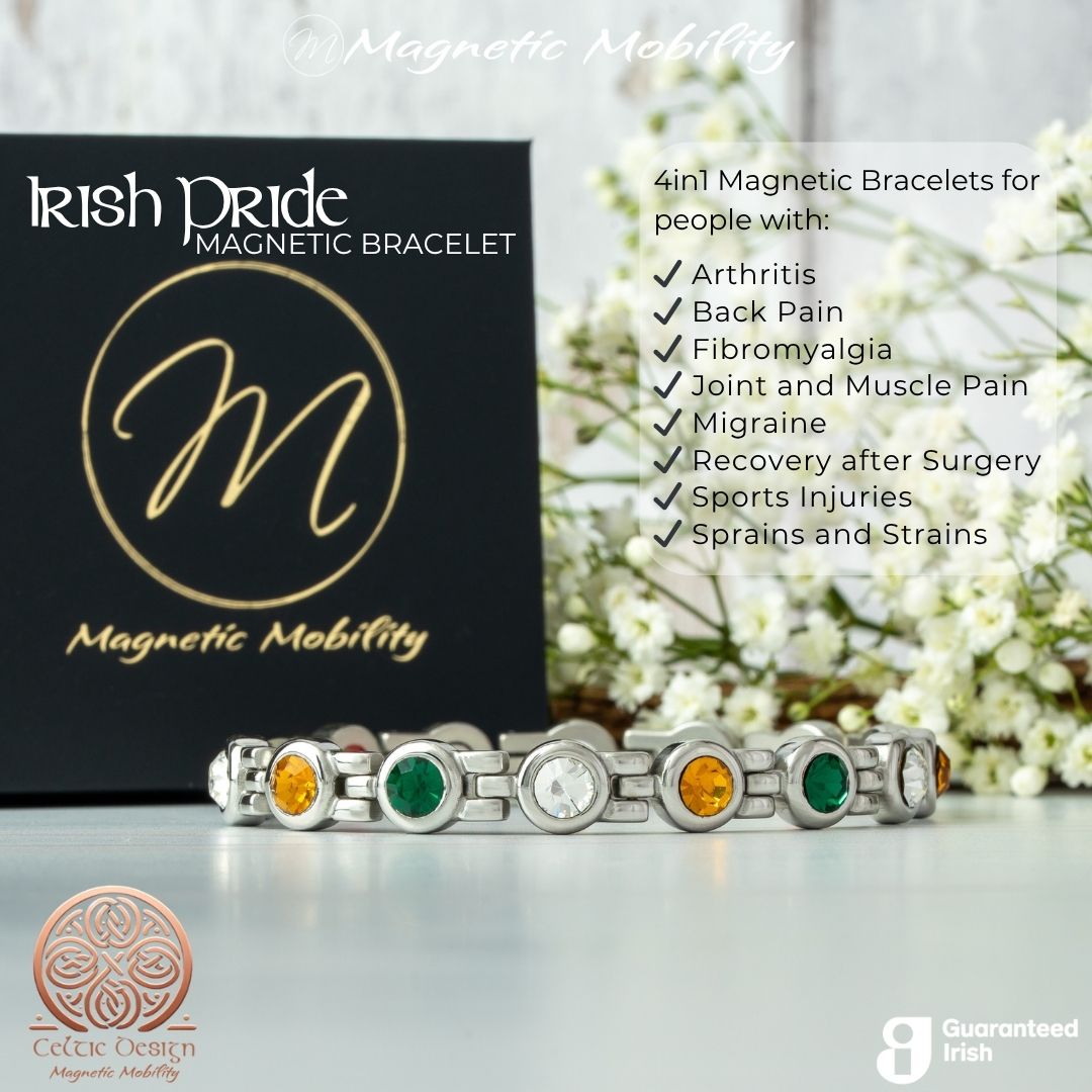 Irish Pride - Ireland Flag - Green white and orange: 4in1 Magnetic Bracelet