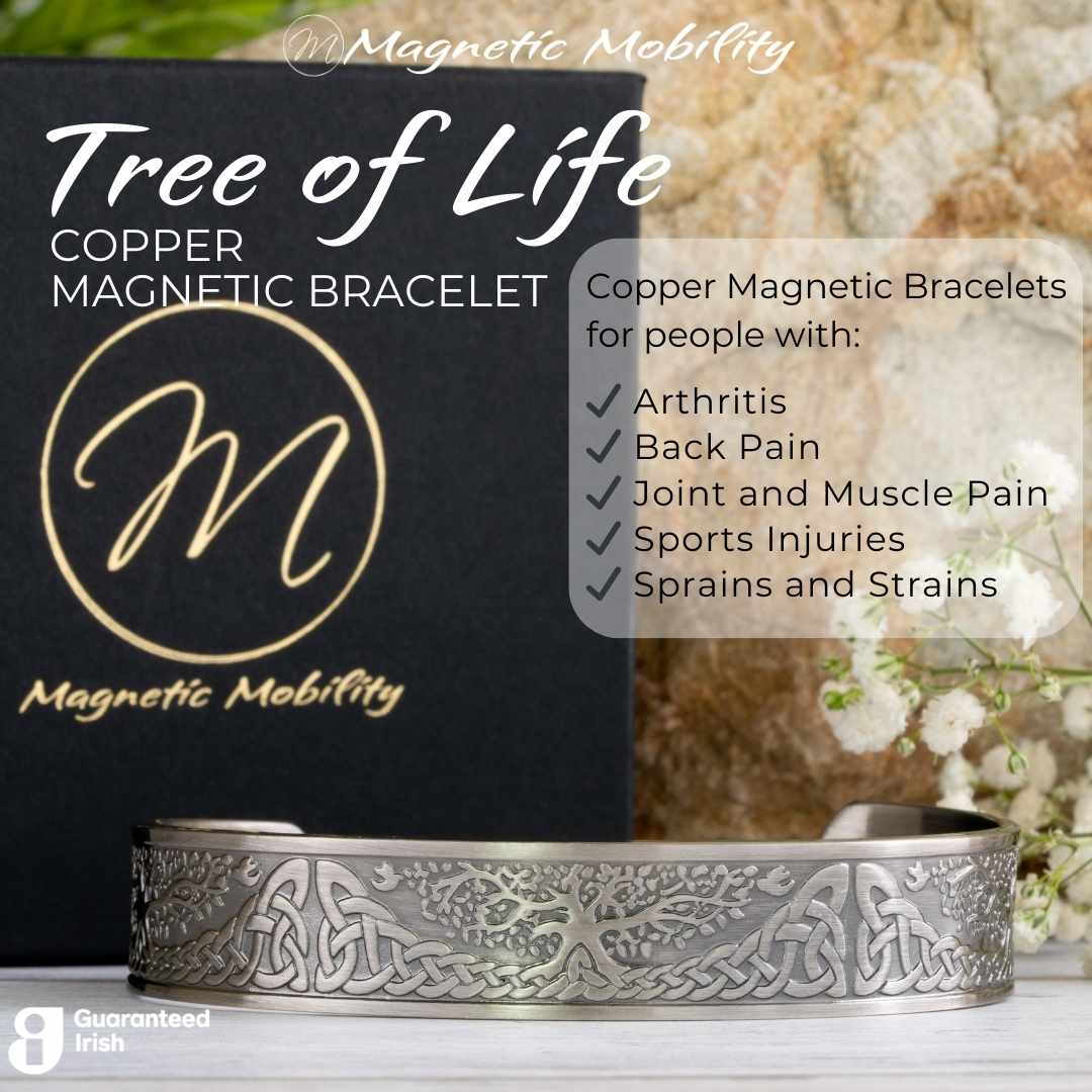 Tree of Life Copper Magnetic Bracelet: Silver Plated