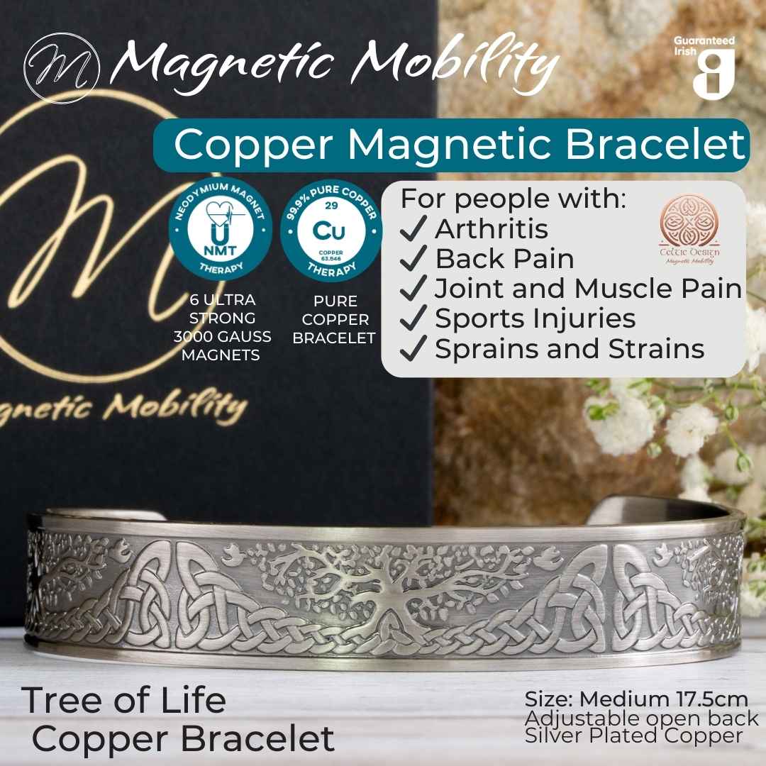 Tree of Life Copper Magnetic Bracelet: Silver Plated