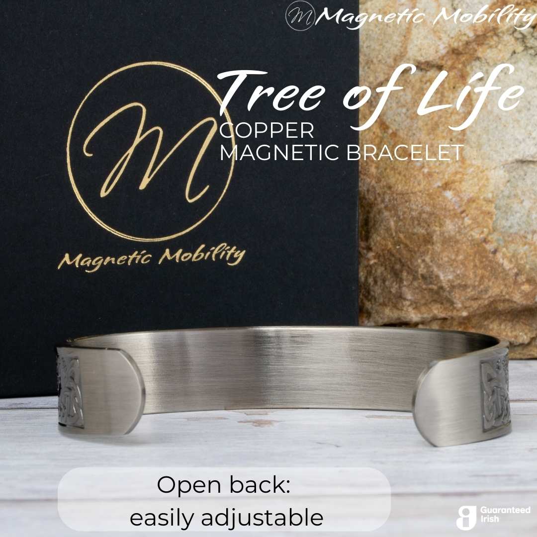 Tree of Life Copper Magnetic Bracelet: Silver Plated
