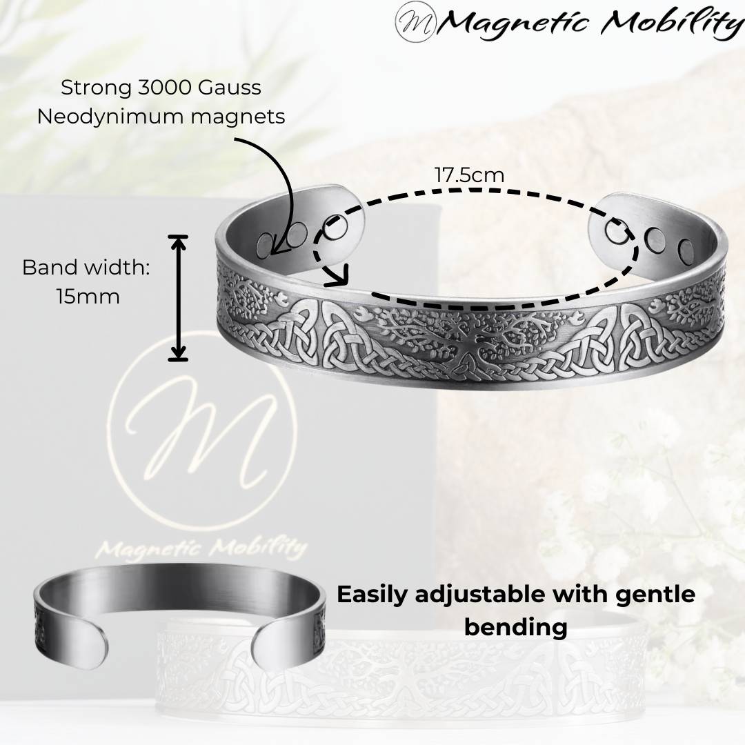 Tree of Life Copper Magnetic Bracelet: Silver Plated
