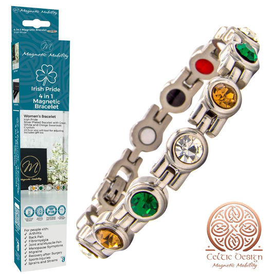 Irish Pride - Ireland Flag - Green white and orange: 4in1 Magnetic Bracelet